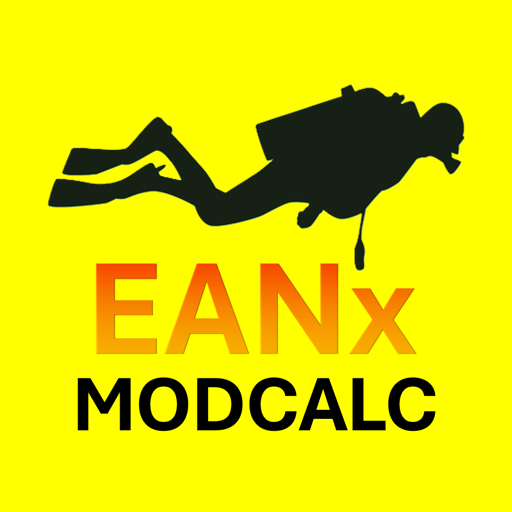 MOD Calculator app icon — a scuba diver silhouette above the words EANx MODCALC